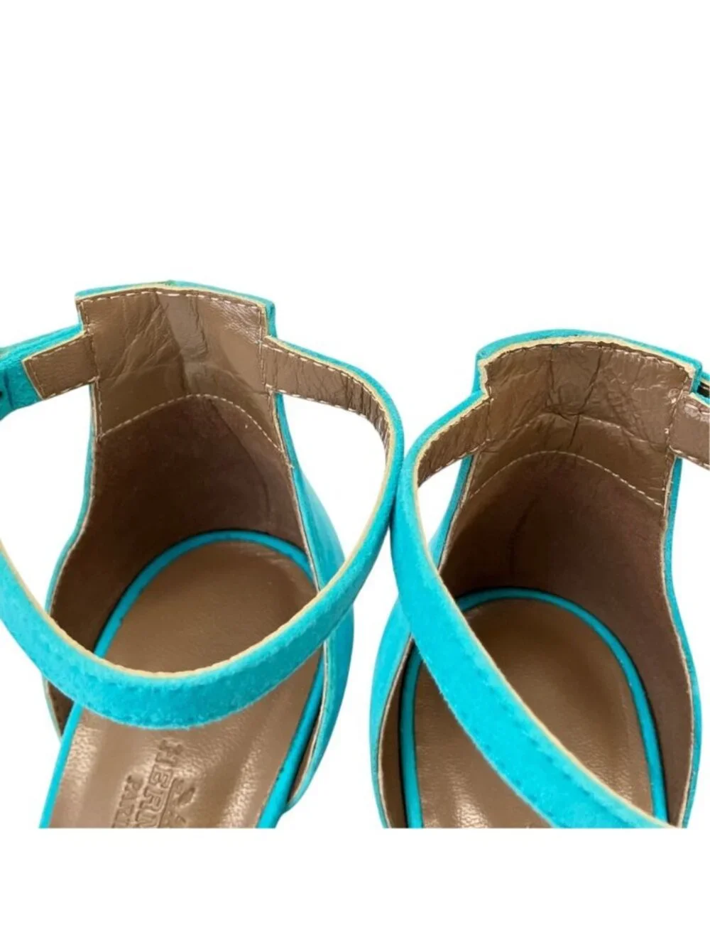 Hermes Legend H Motif Wedge Sole Sandals Turquoise Blue